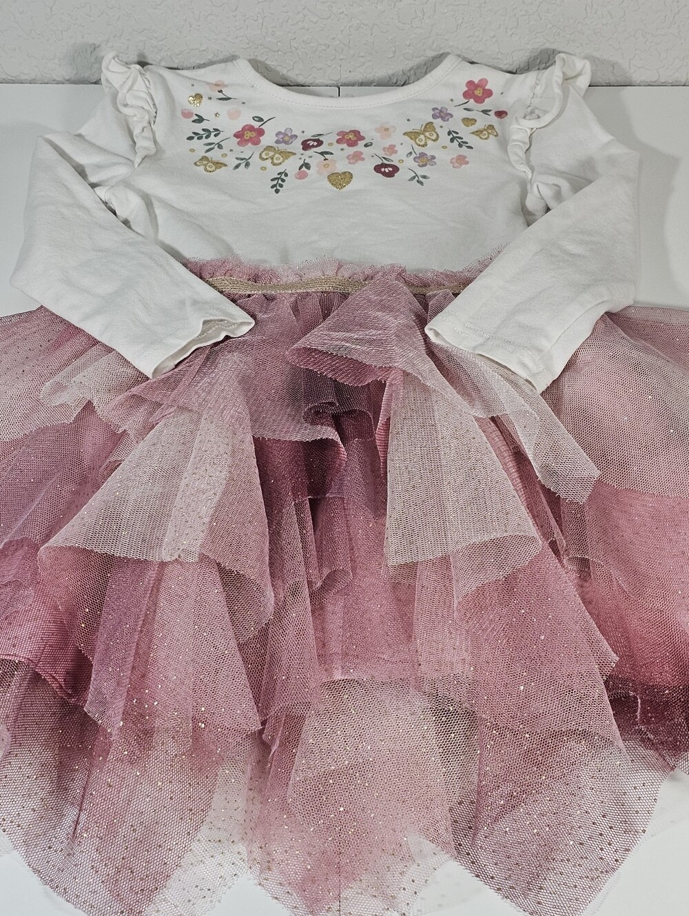 Primark 3 Layered Tutu Dress, White, Pink Skirt 2T